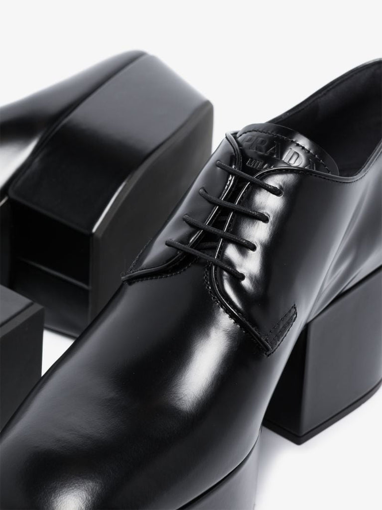 Black 70 Platform Leather Derby Shoes