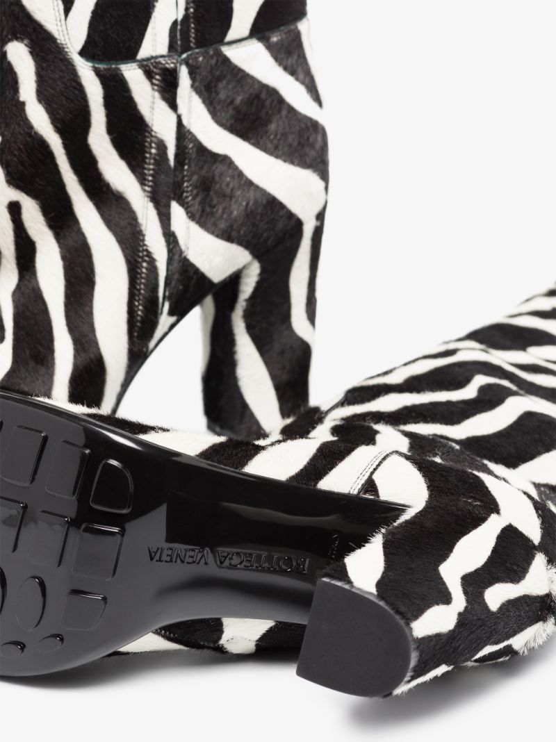 Black and White Storm 90 Zebra Print Leather Thigh-high Boots