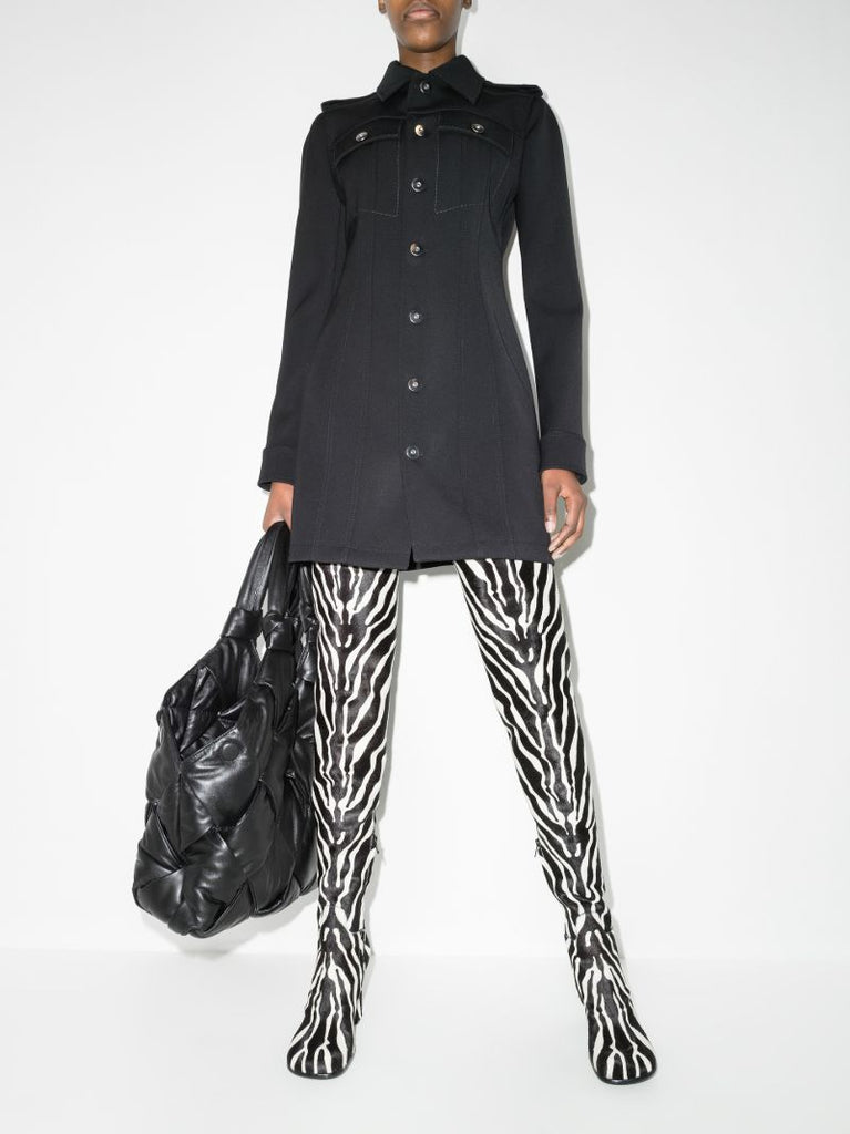 Black and White Storm 90 Zebra Print Leather Thigh-high Boots