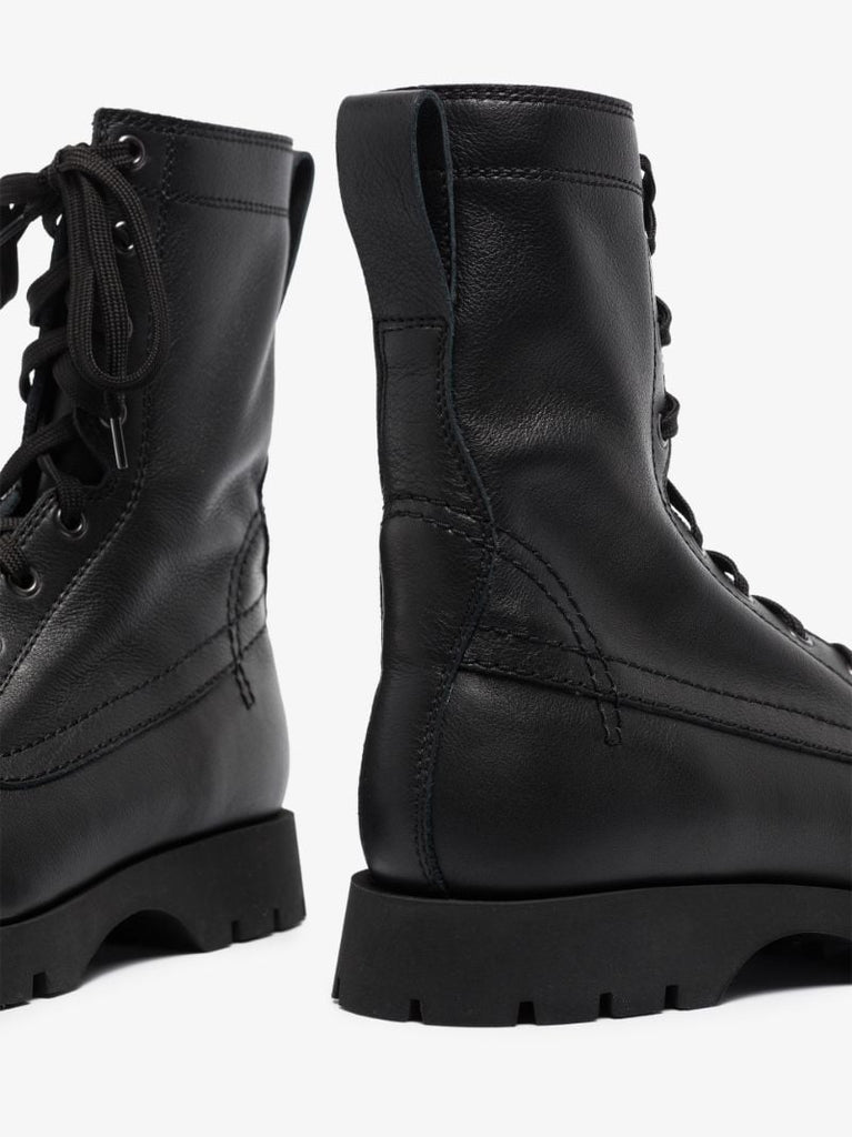 Black Leather Combat Boots
