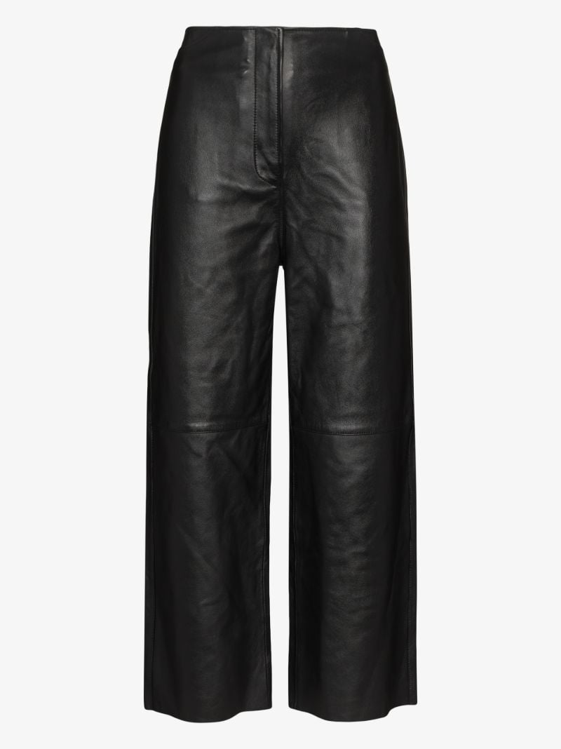 Cropped Wide Leg Leather Trousers