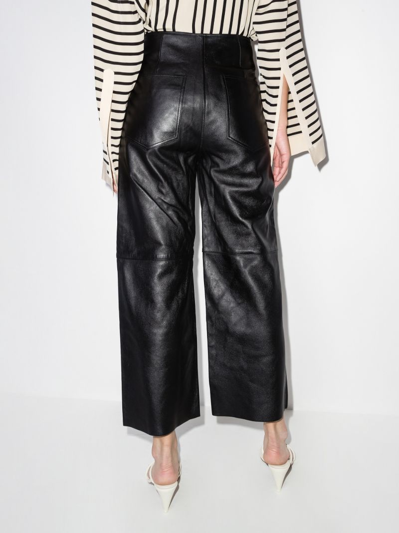 Cropped Wide Leg Leather Trousers
