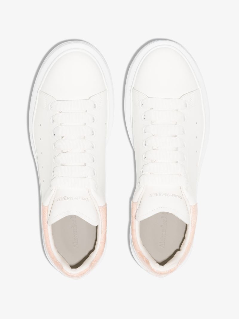 White and Pink Croc Effect Oversized Sneakers