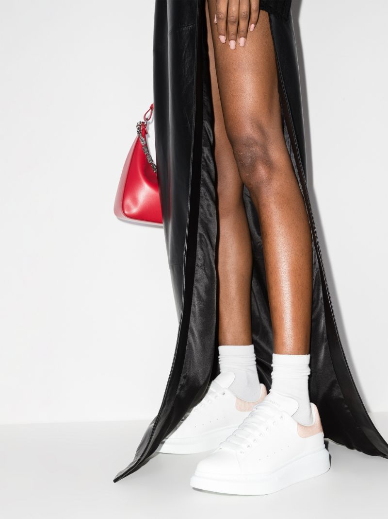 White and Pink Croc Effect Oversized Sneakers
