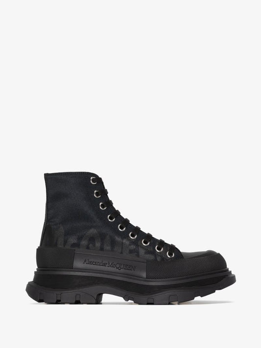 Black Tread Slick Lace-up Boots