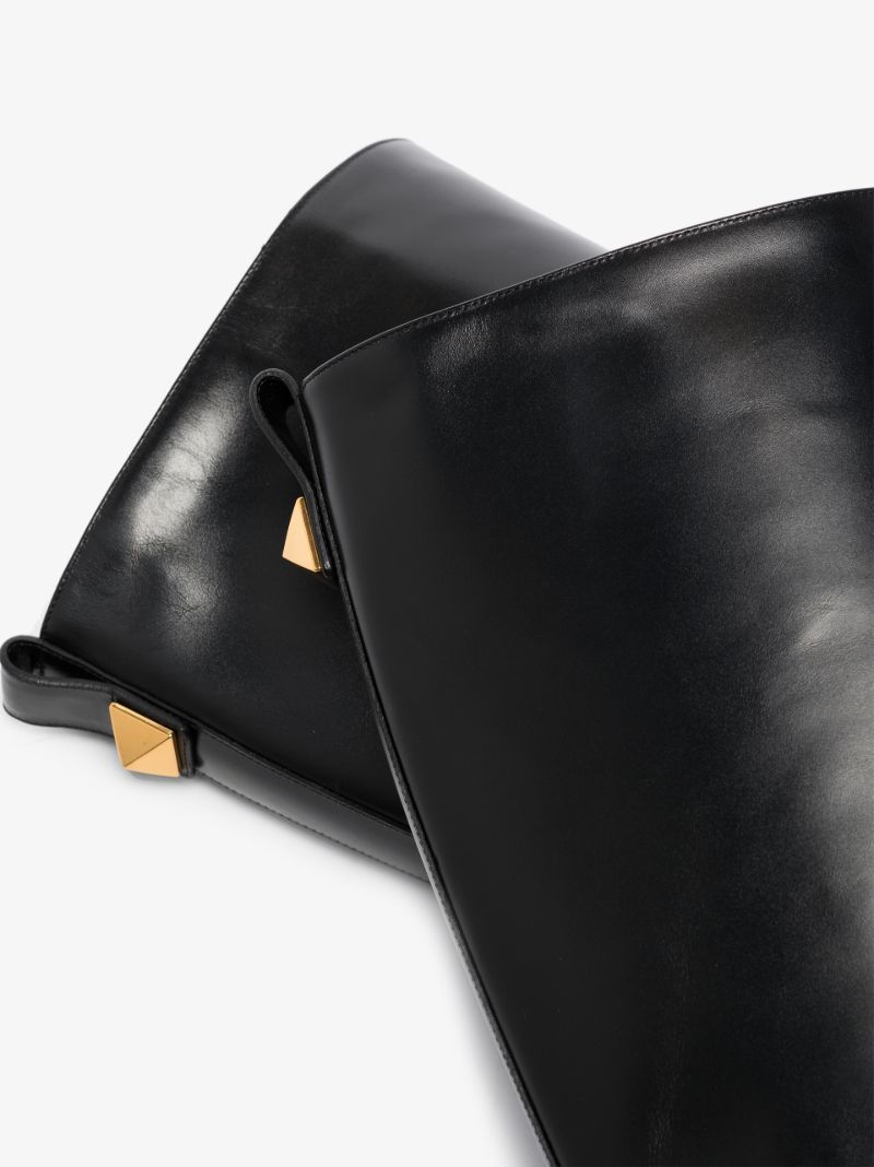 Black Roman Stud 50 Knee-high Leather Boots