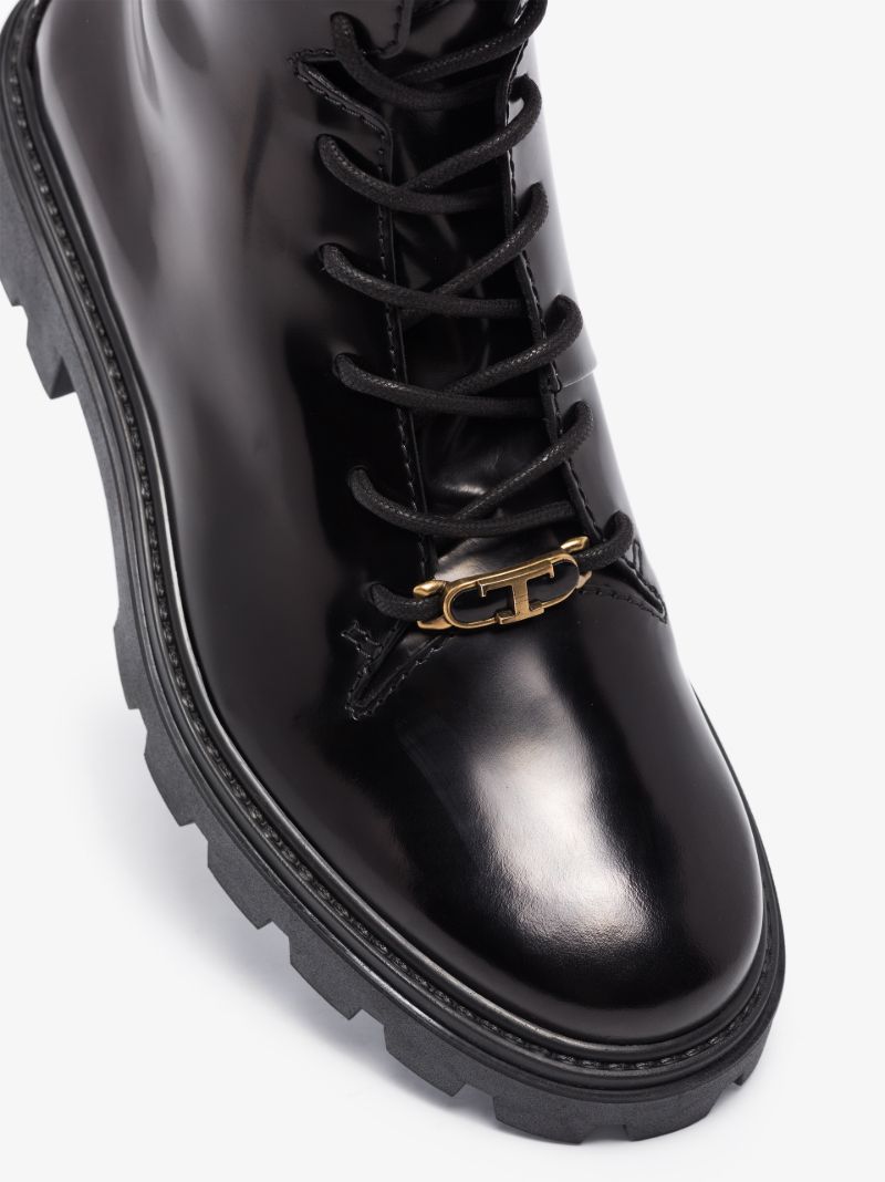 Black Combat Leather Boots