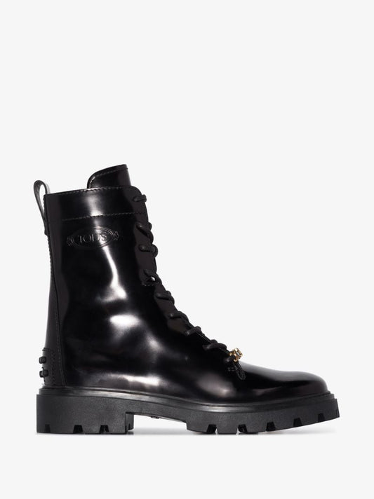 Black Combat Leather Boots