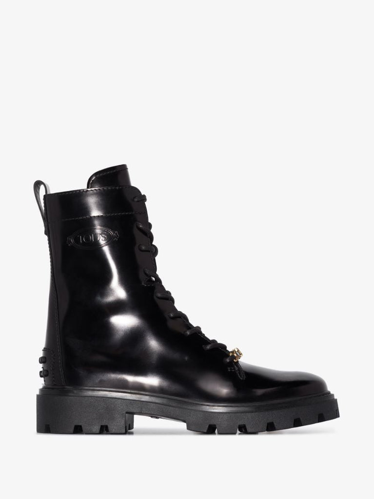 Black Combat Leather Boots