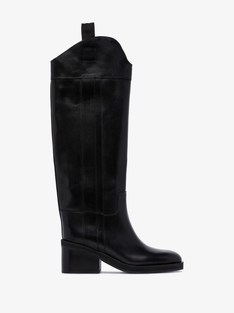 Black Tonya 70 Knee-high Leather Boots