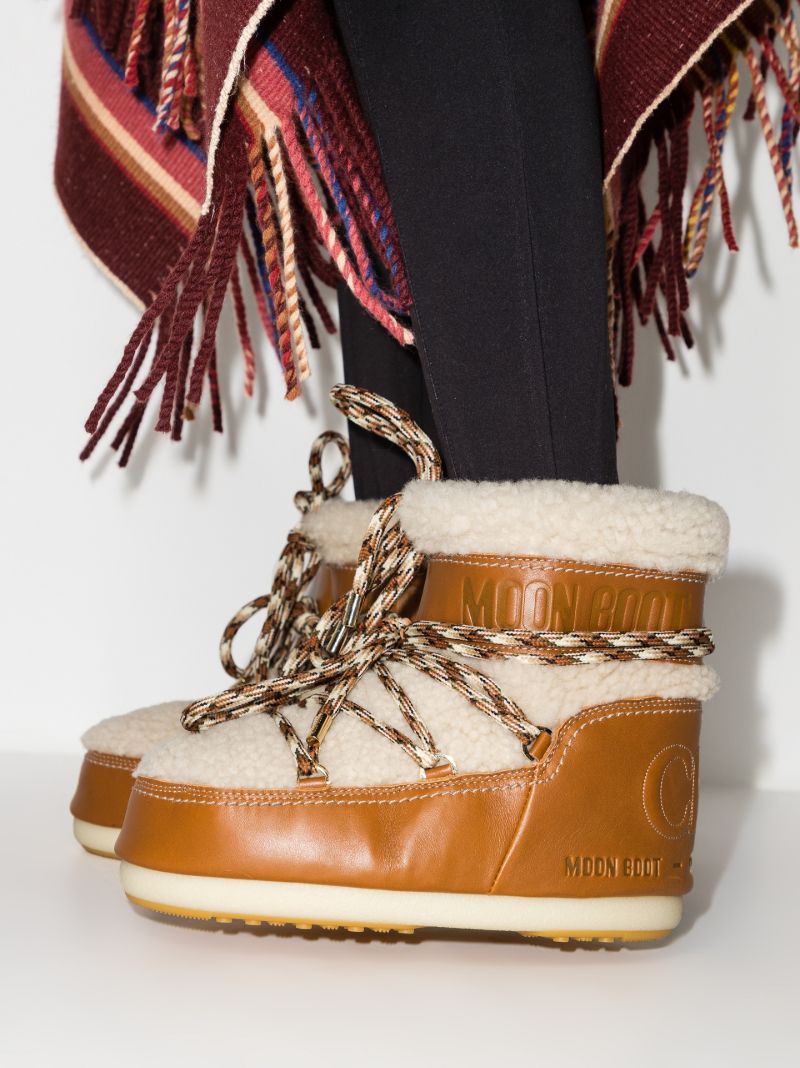 X Moon Boot Brown Shearling Snow Boots