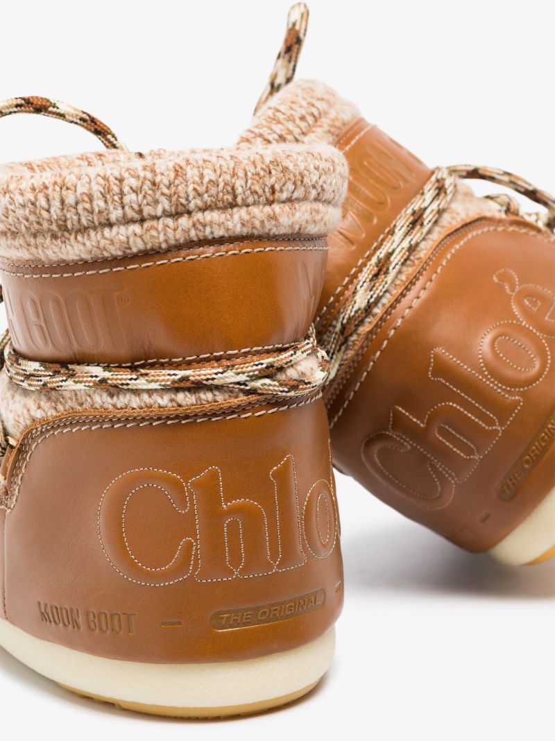 X Moon Boot Brown Leather Snow Boots