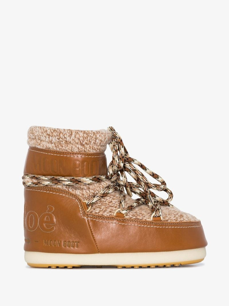 X Moon Boot Brown Leather Snow Boots