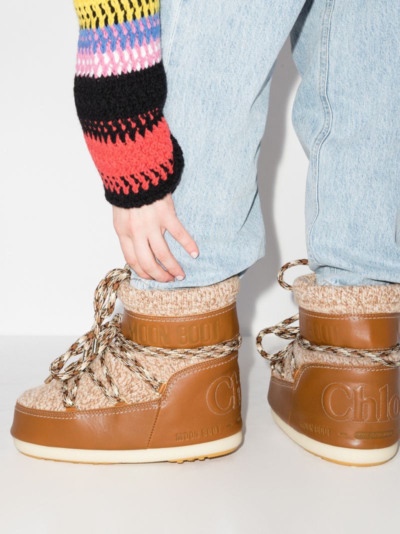 X Moon Boot Brown Leather Snow Boots