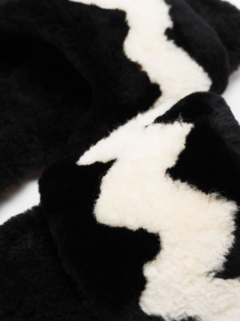 Black and White Nomade Shearling Slippers