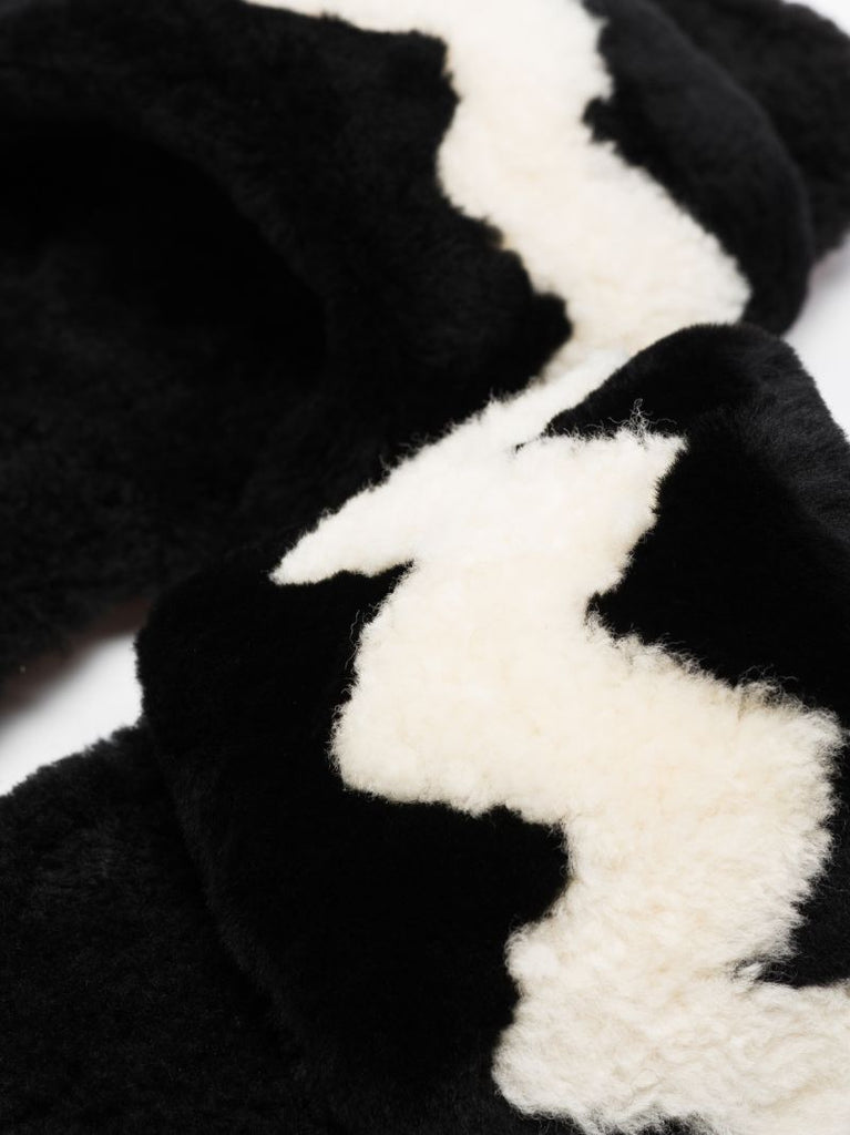 Black and White Nomade Shearling Slippers