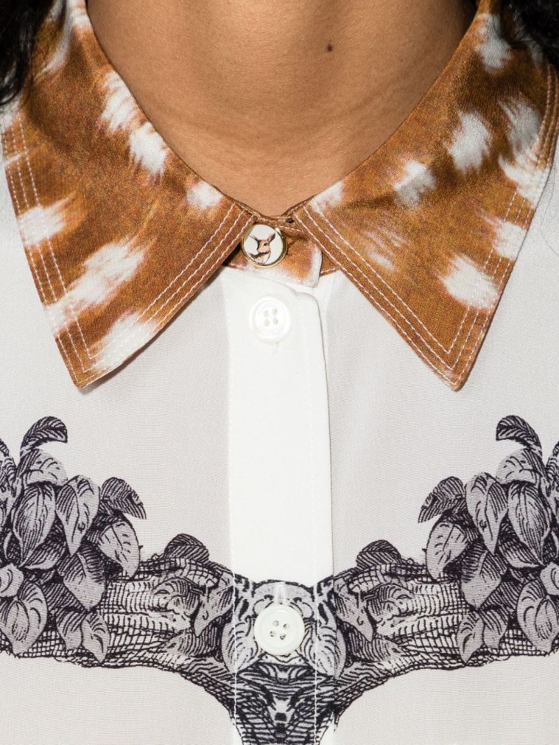 Carlota Deer Sketch Print Silk Shirt