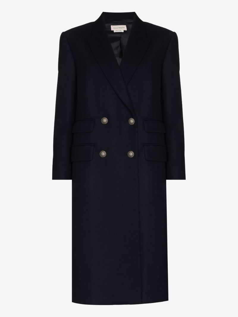 Herringbone Double-breasted Wool Coat