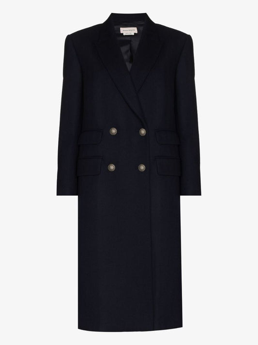 Herringbone Double-breasted Wool Coat