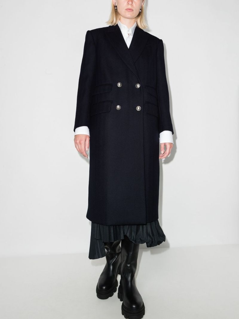 Herringbone Double-breasted Wool Coat
