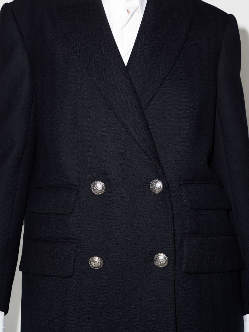 Herringbone Double-breasted Wool Coat