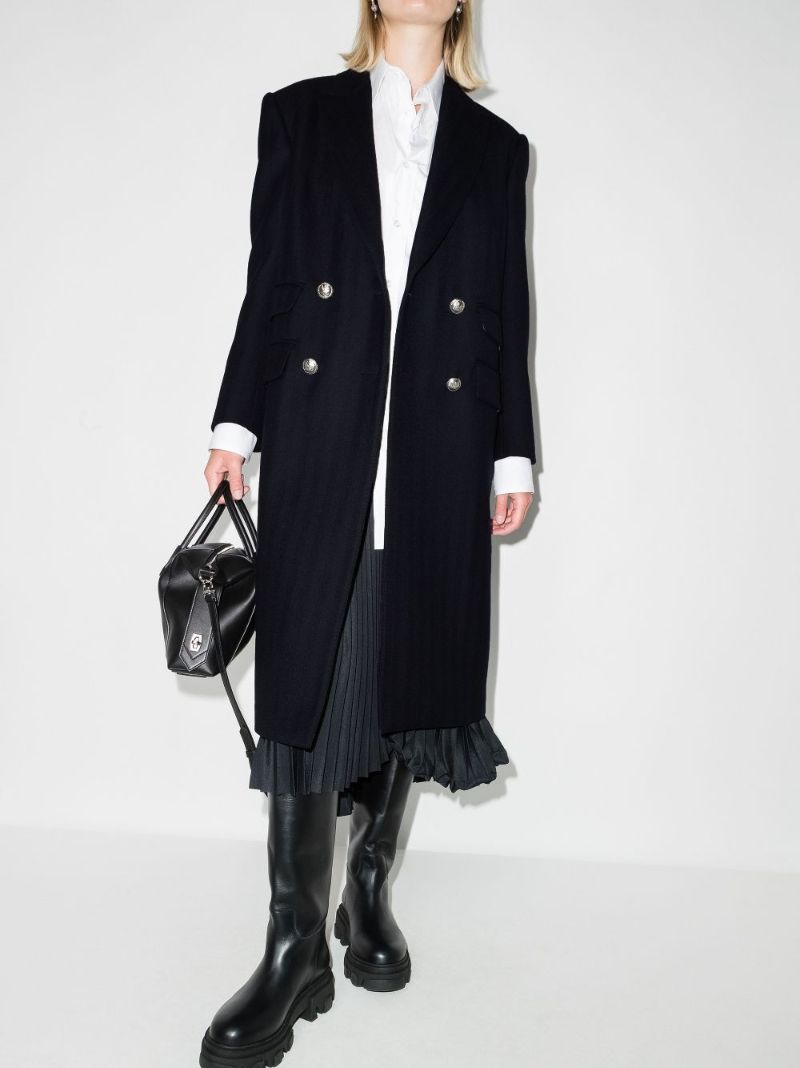 Herringbone Double-breasted Wool Coat