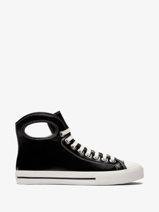 Black Porthole Leather High Top Sneakers