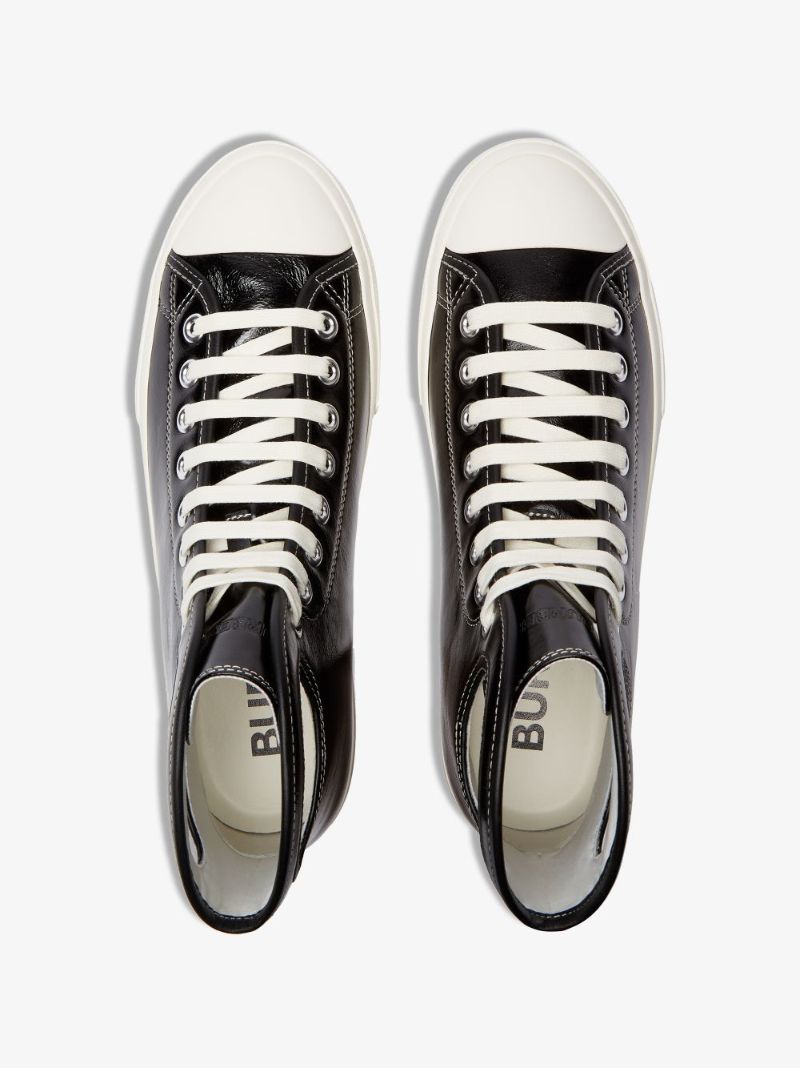 Black Porthole Leather High Top Sneakers