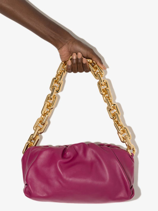 Pink the Chain Pouch Leather Shoulder Bag