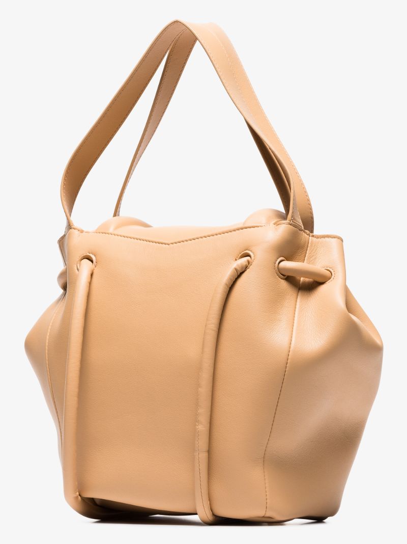 Beige Beak Leather Tote Bag