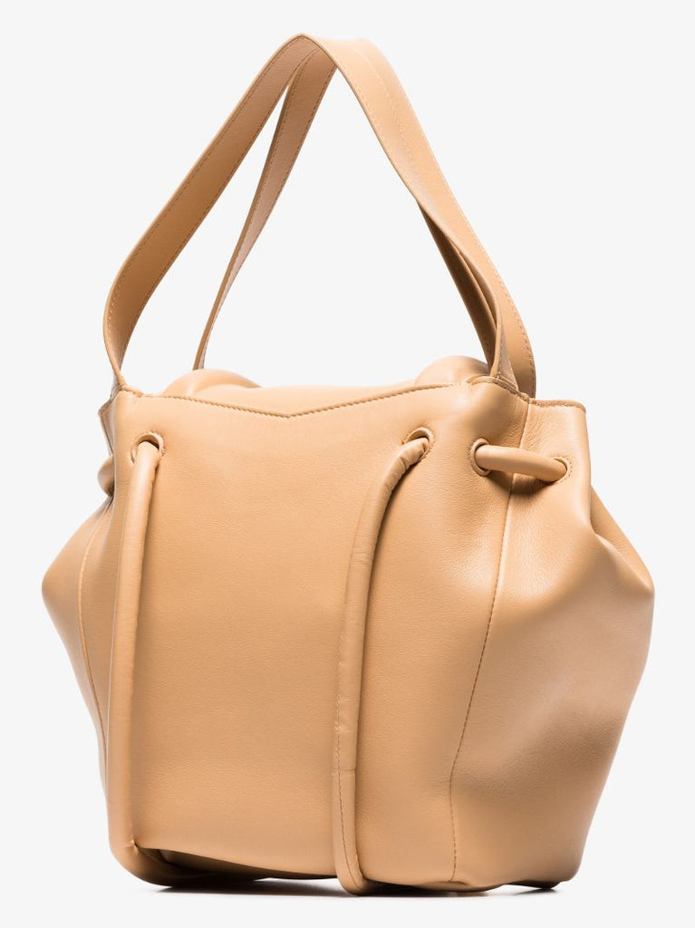 Beige Beak Leather Tote Bag