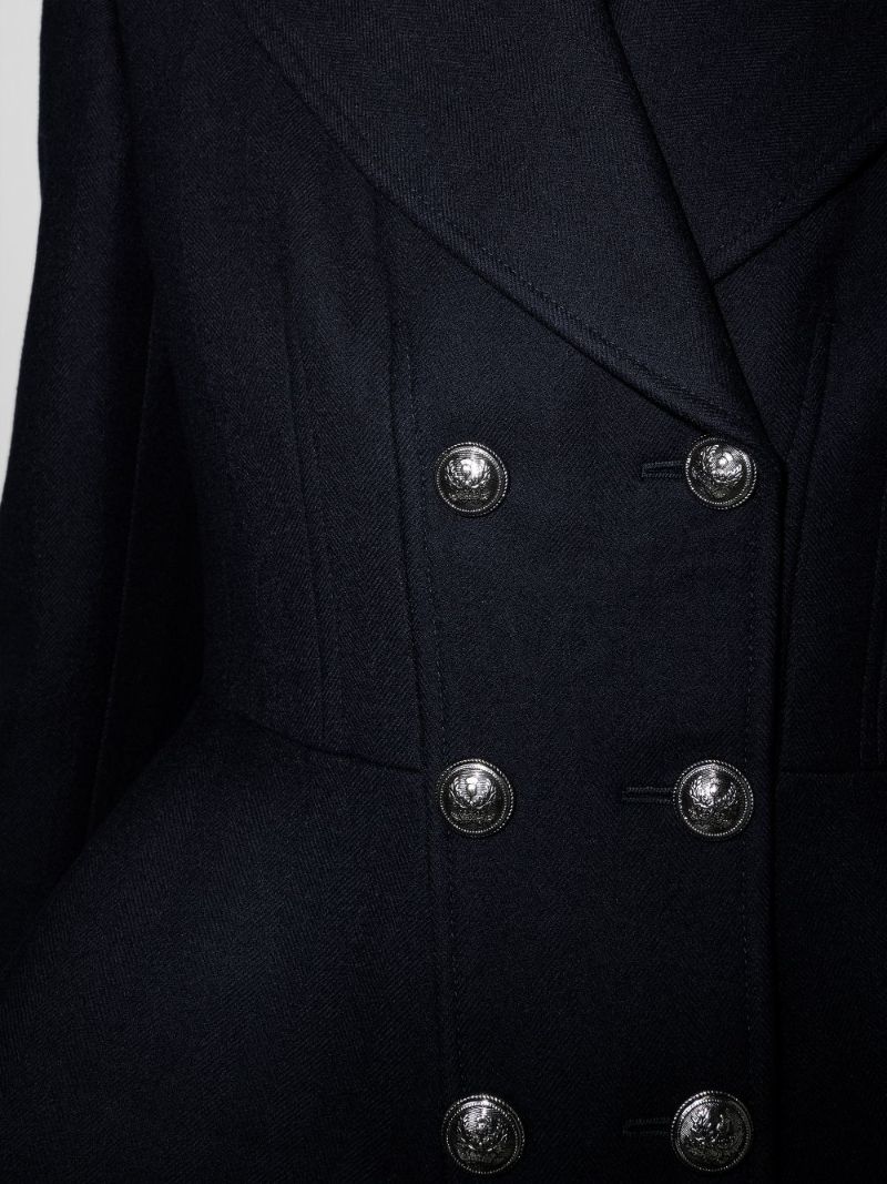 Peplum Double-breasted Wool Coat