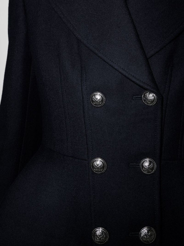 Peplum Double-breasted Wool Coat
