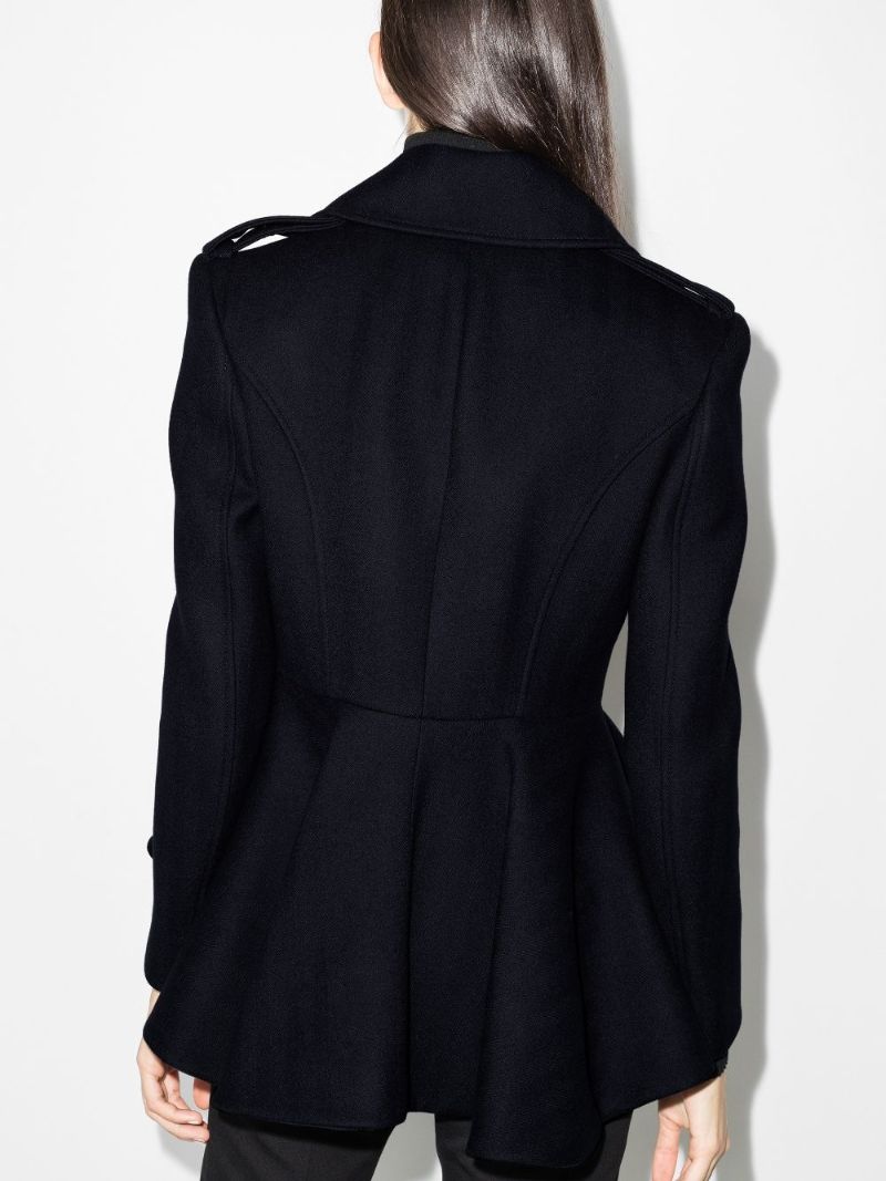 Peplum Double-breasted Wool Coat