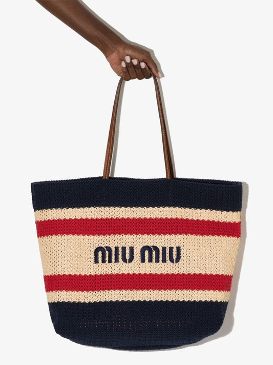 Multicoloured Embroidered Knitted Tote Bag