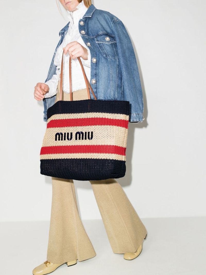 Multicoloured Embroidered Knitted Tote Bag