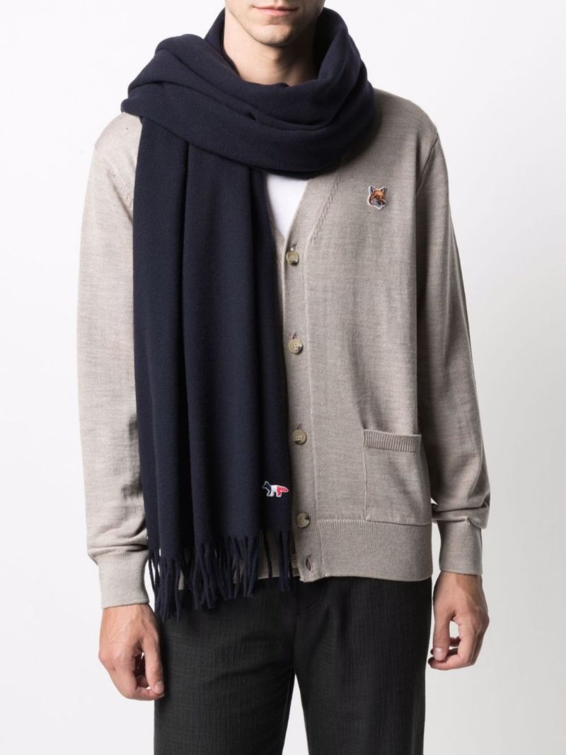 Blue Tricolour Fox Patch Wool Scarf