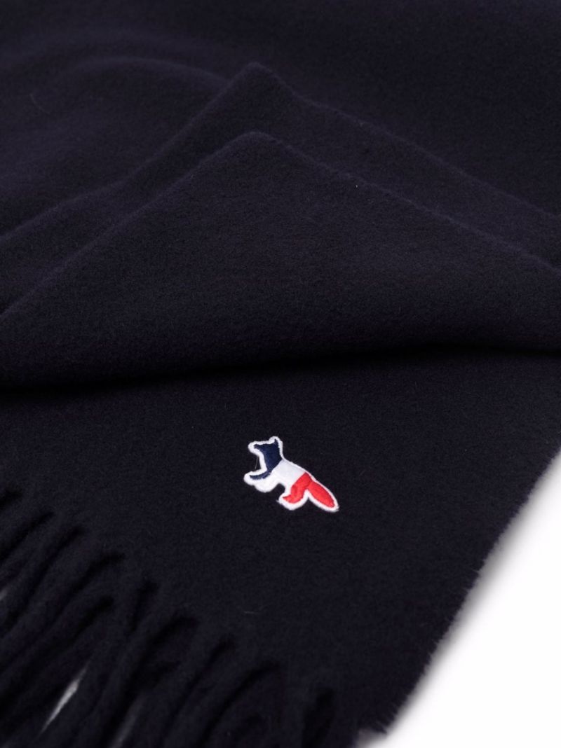 Blue Tricolour Fox Patch Wool Scarf