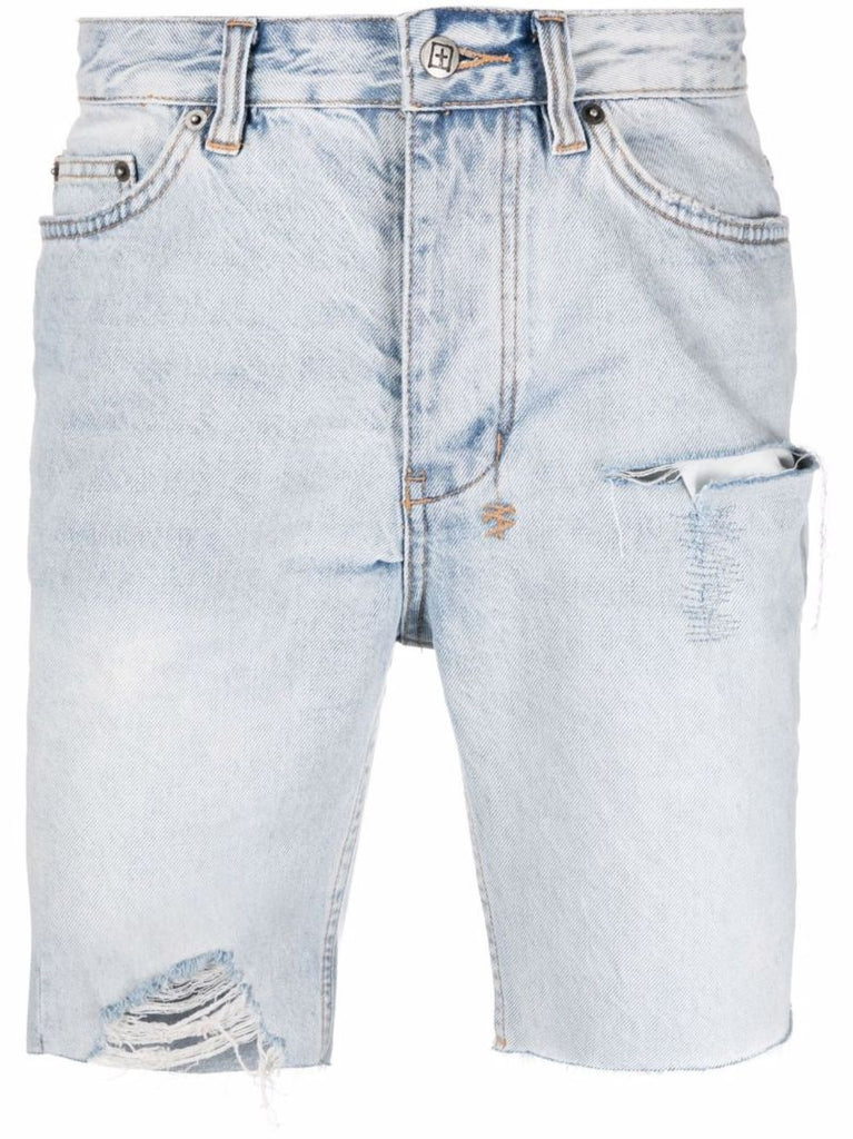 Blue Ripped Detail Denim Shorts