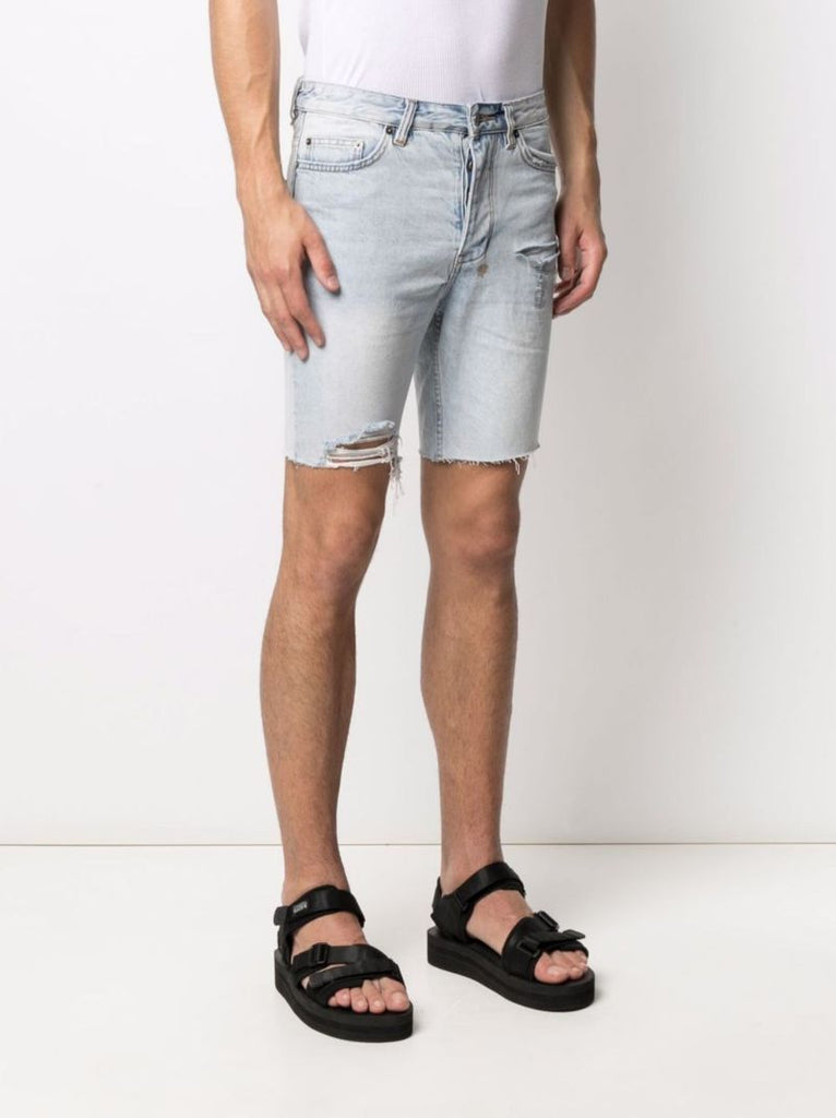 Blue Ripped Detail Denim Shorts