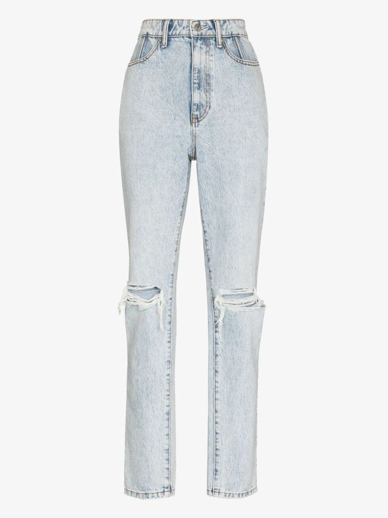 Ripped Straight Leg Jeans