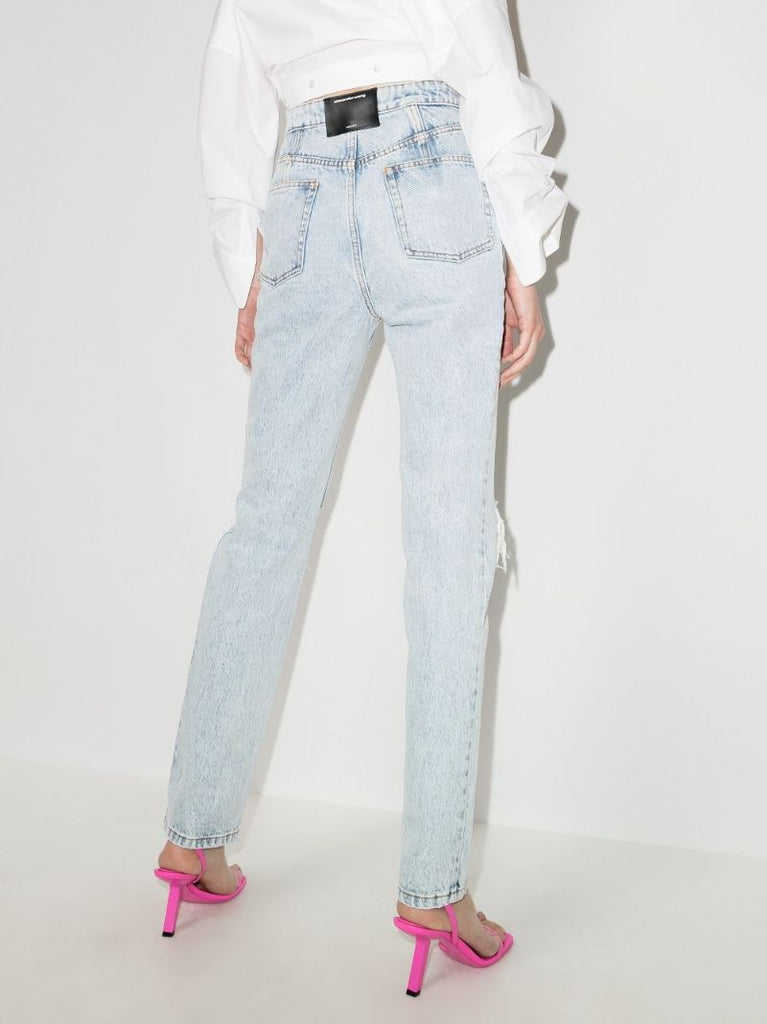 Ripped Straight Leg Jeans