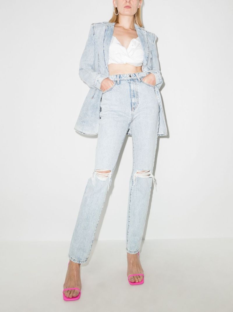 Ripped Straight Leg Jeans