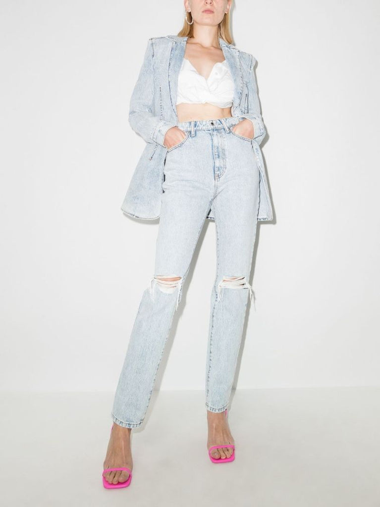 Ripped Straight Leg Jeans