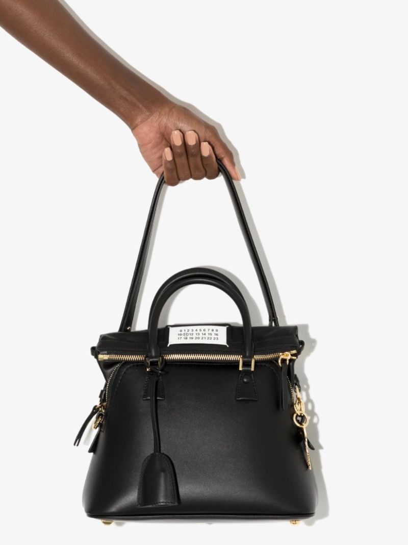 Black 5ac Mini Leather Top Handle Bag