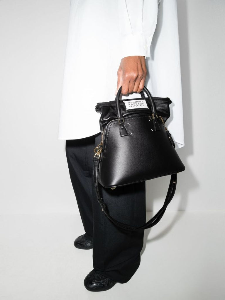Black 5ac Mini Leather Top Handle Bag