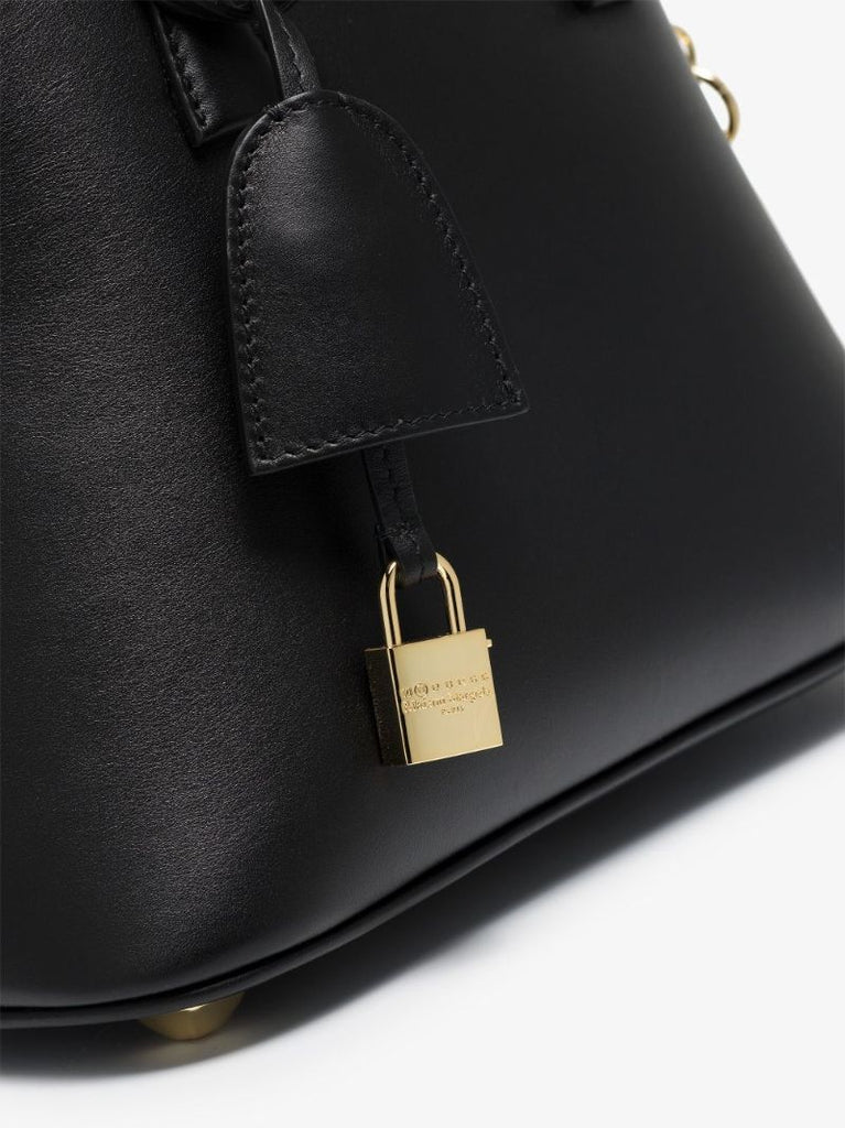 Black 5ac Mini Leather Top Handle Bag