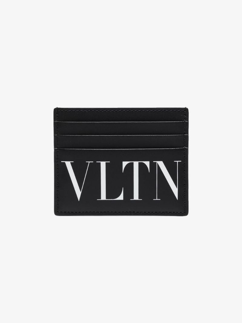 Black Vltn Leather Card Holder
