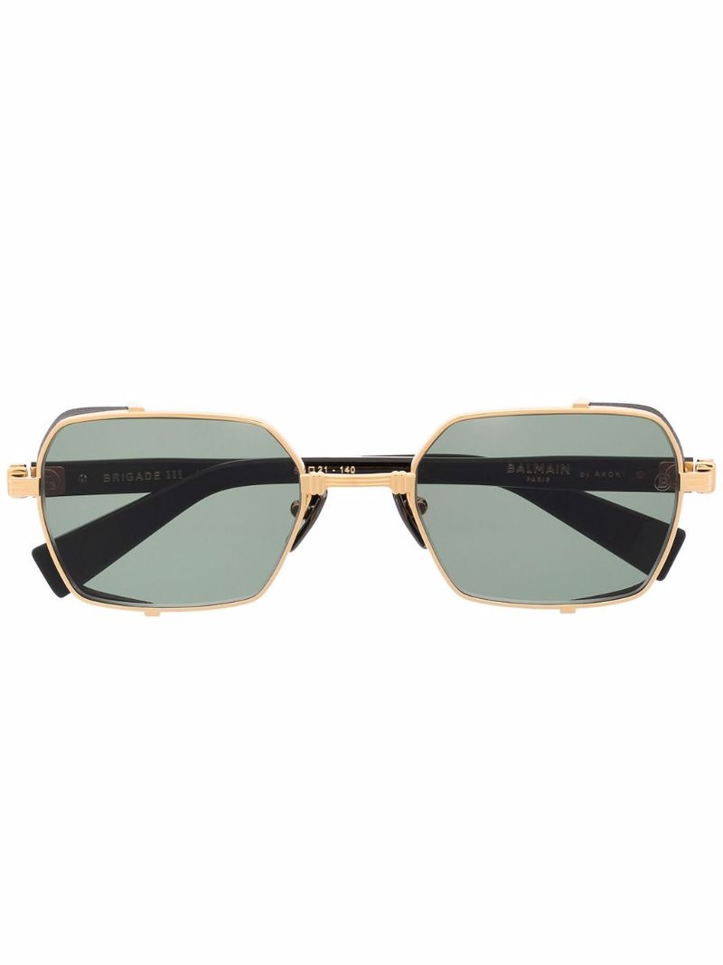 Black Brigade Iii Rectangle-frame Sunglasses