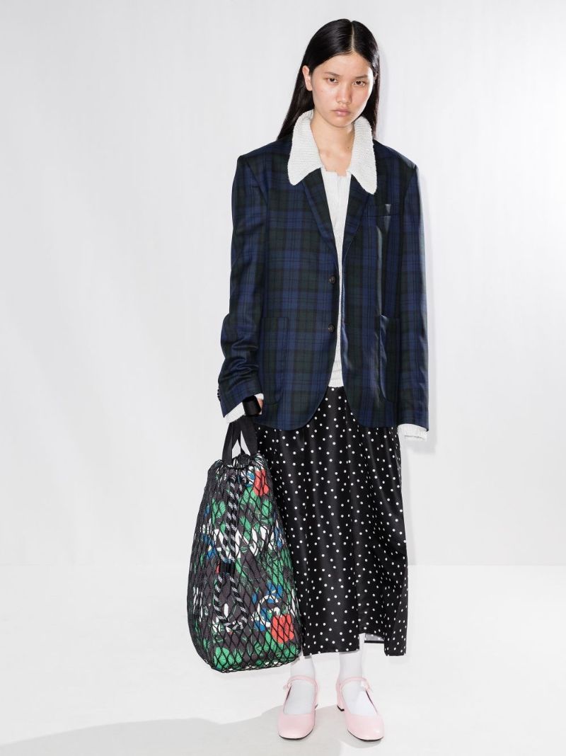 Black Floral Fishnet Tote Bag